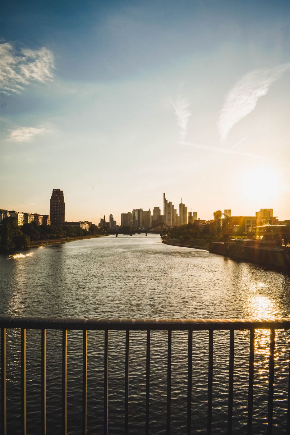 View from “Deutschherrenbridge“, Frankfurt am Main, Germany