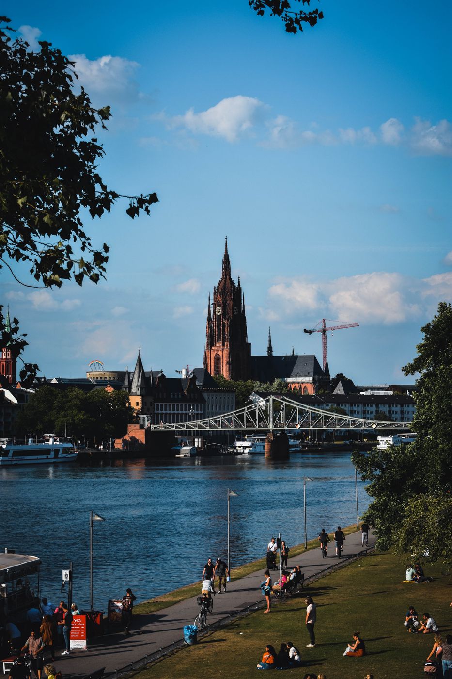 View of Domturm from Untermainbrücke - Frankfurt am Main, Germany