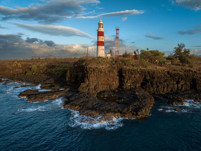 Albion lighthouse in Mauritius West coast [drone]