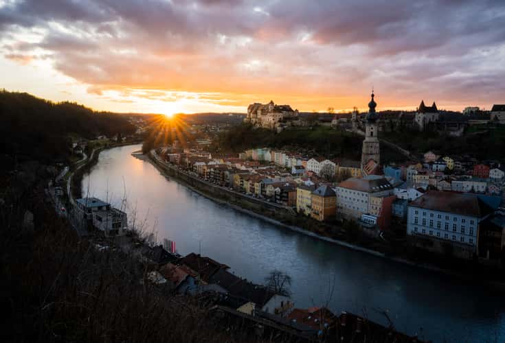 Altstadt & Burg von Burghausen (worlds longest castle) from Austrian viewpoint