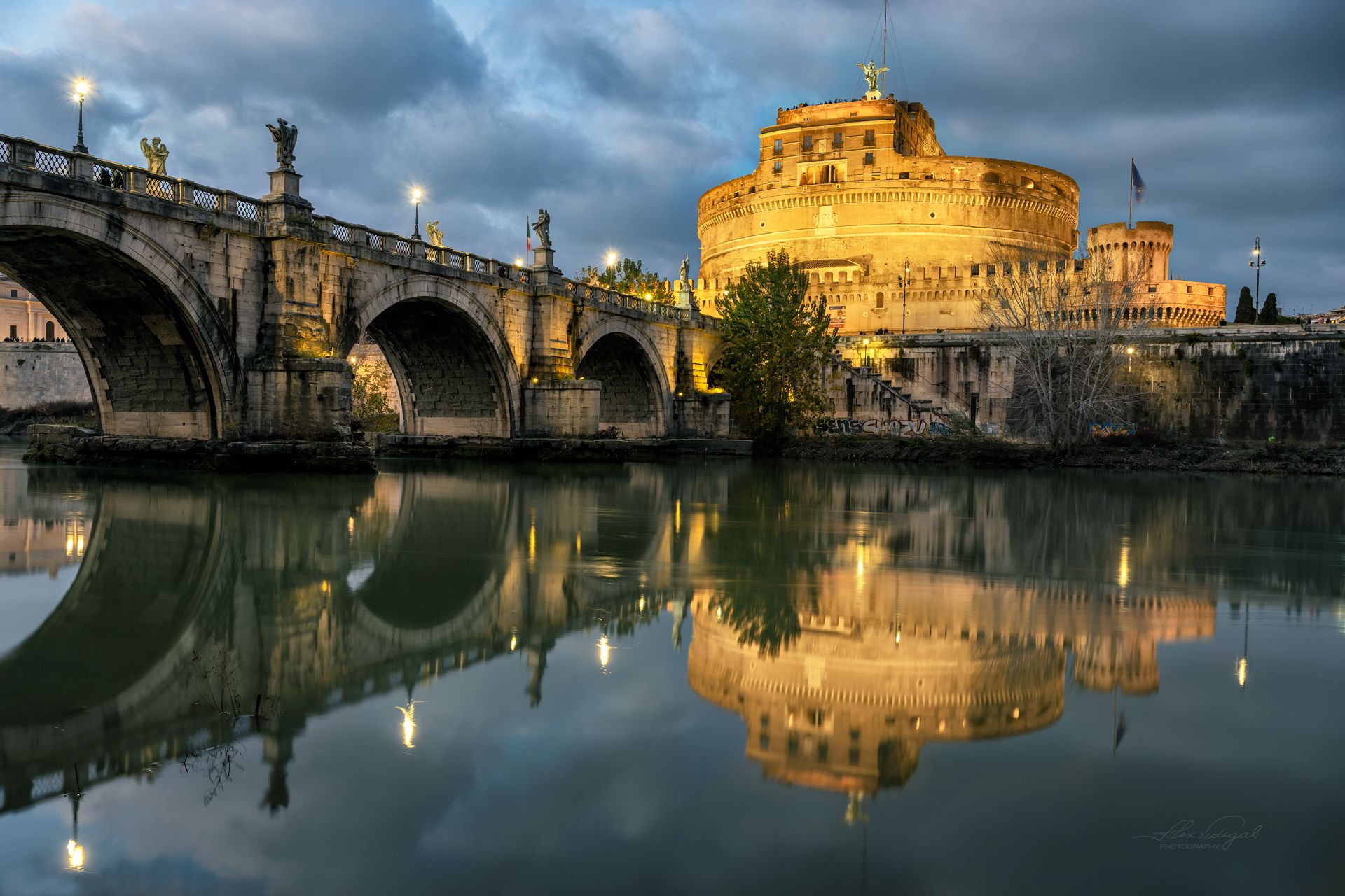 River view of Castle Sant'Angelo, Rome, Italy