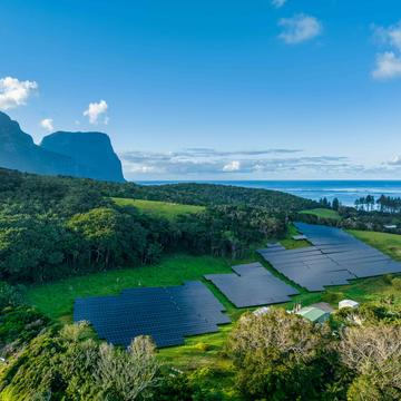 [Drone] Solar panels and battery Lord Howe Island, Australia