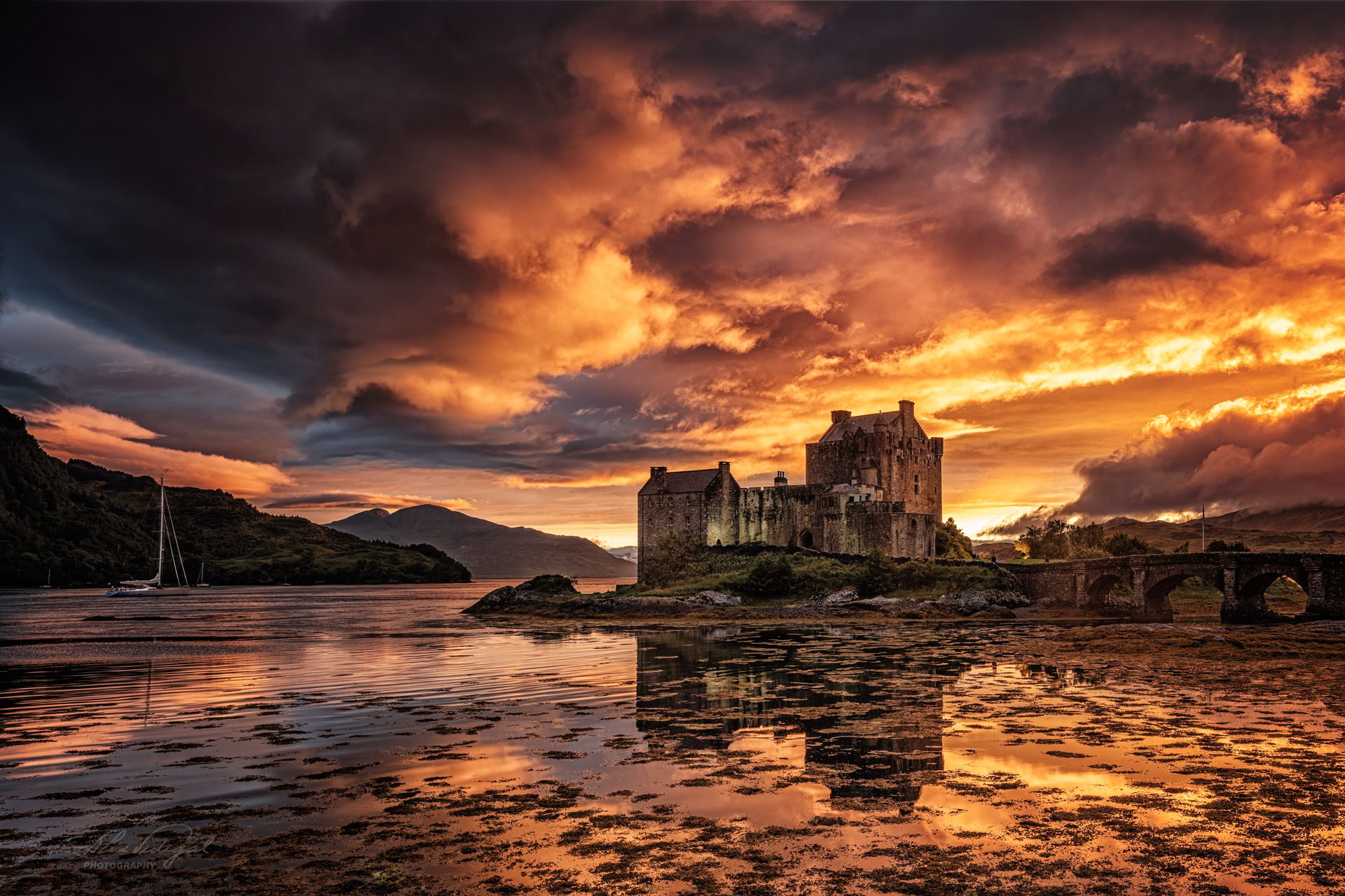 Side view of Eilean Donan Castle, Scotland, United Kingdom