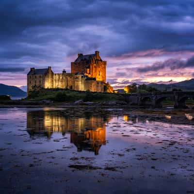 Side view of Eilean Donan Castle, Scotland, United Kingdom