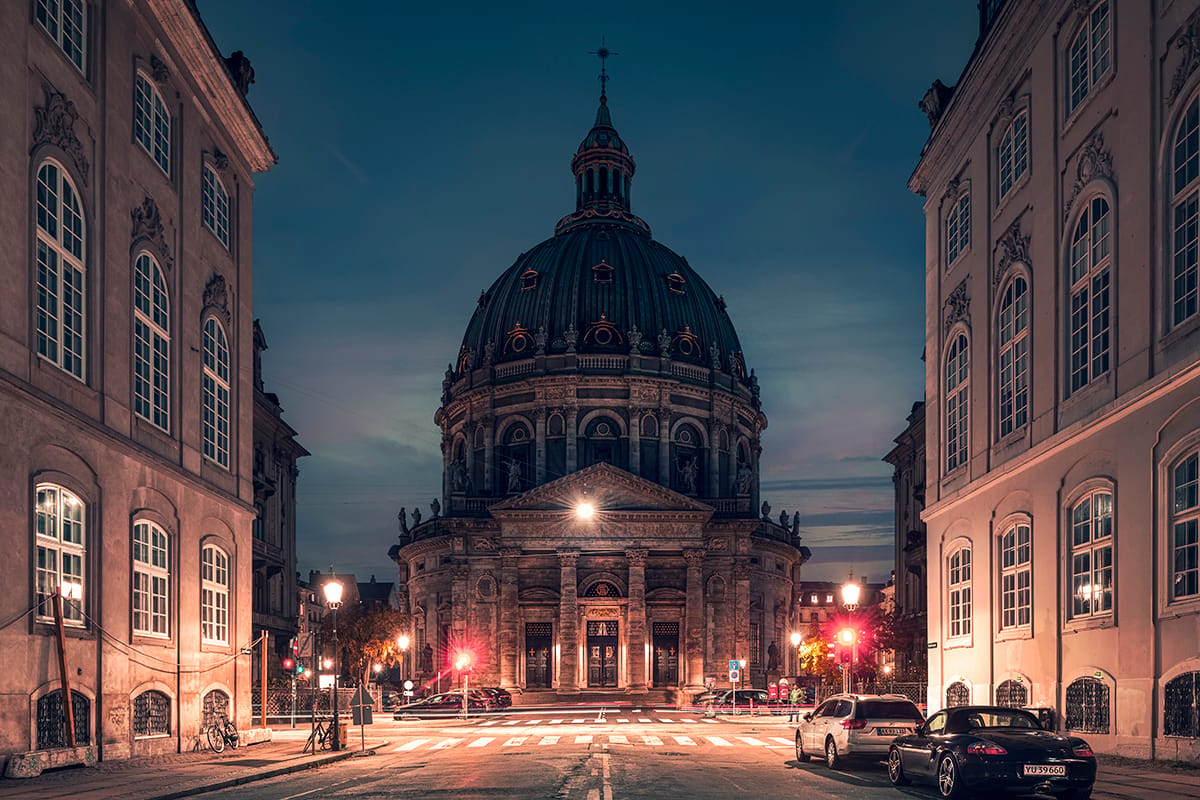 Frederik's Church and the Amalienborg Palace, Copenhagen, Denmark