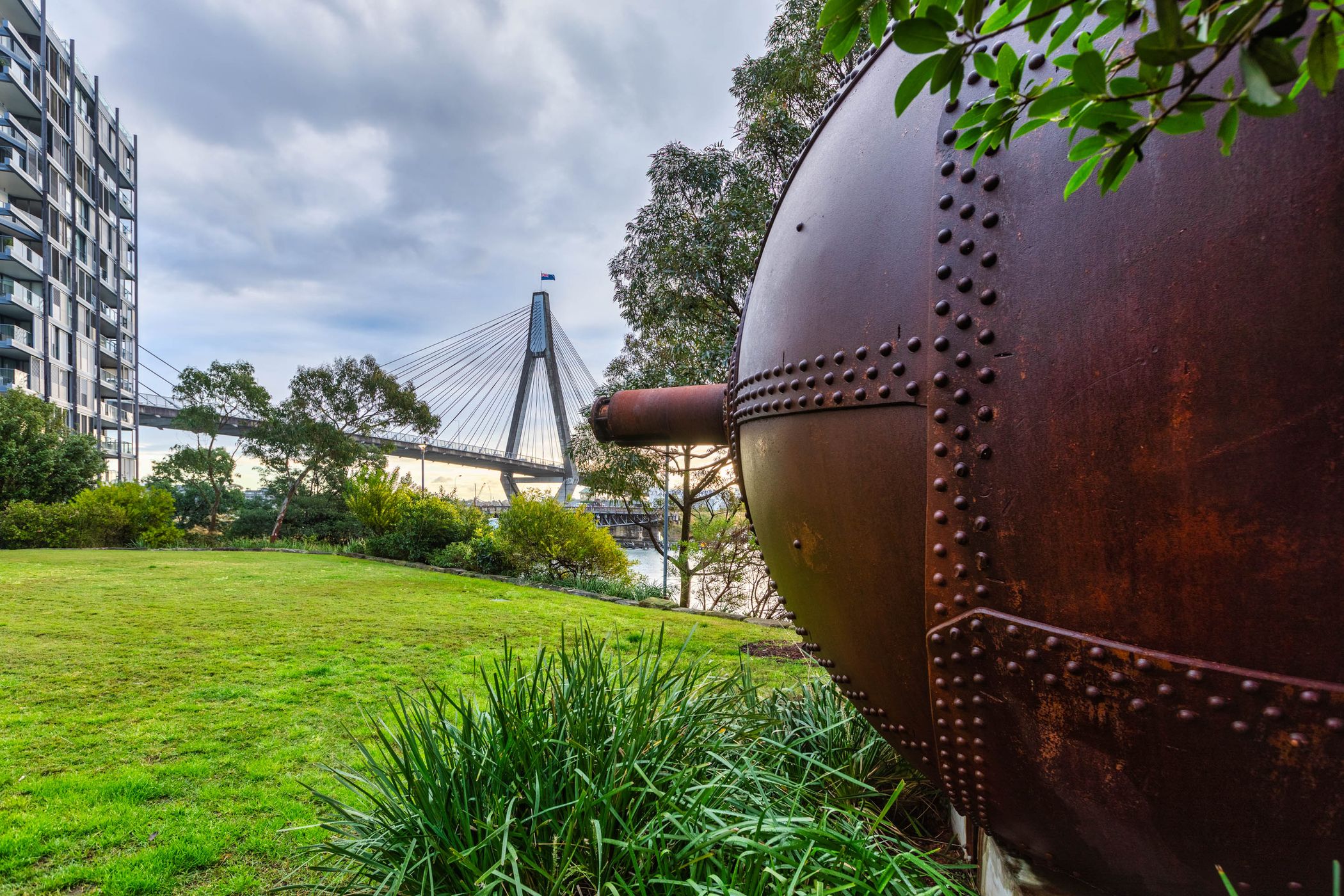 Metal Ball ANZAC Bridge, Pyromont, Sydney, NSW, Australia