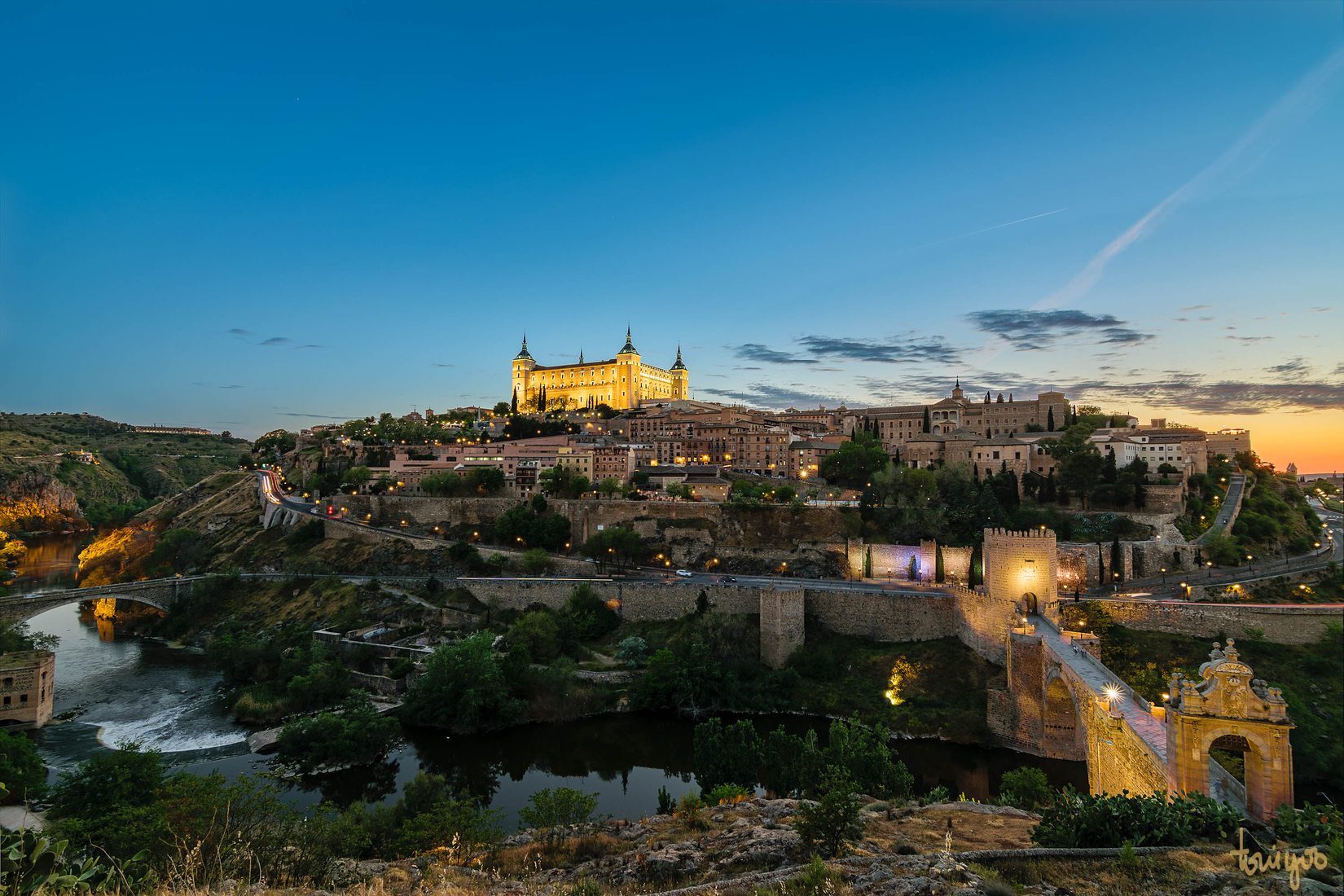 Panoramic view of Toledo and Alcazar de Toledo, Spain