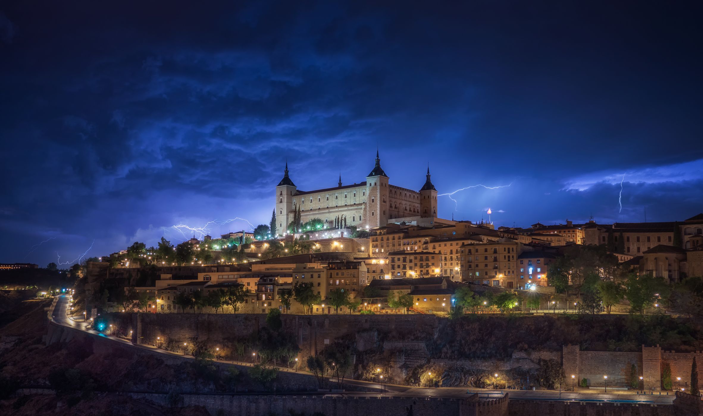 Panoramic view of Toledo and Alcazar de Toledo, Spain