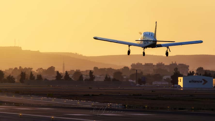 Planes from runway view at Seville Airport