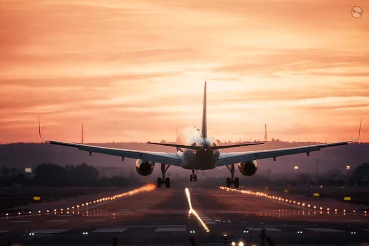 Planes from runway view at Seville Airport