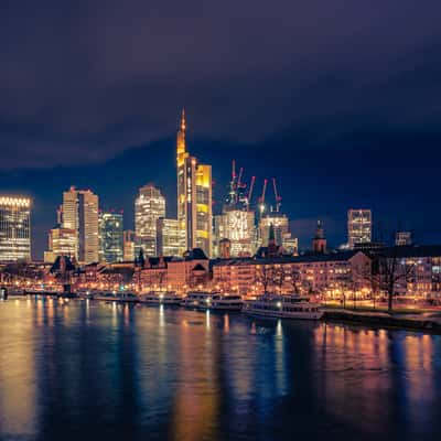 Skyline View at Alte Brücke, Frankfurt am Main, Germany