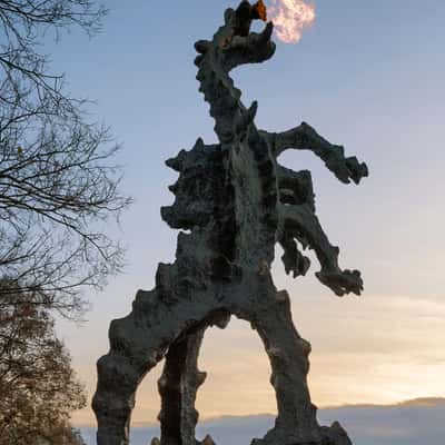 Smok Wawelski Fire breathing statue, Krakow, Poland