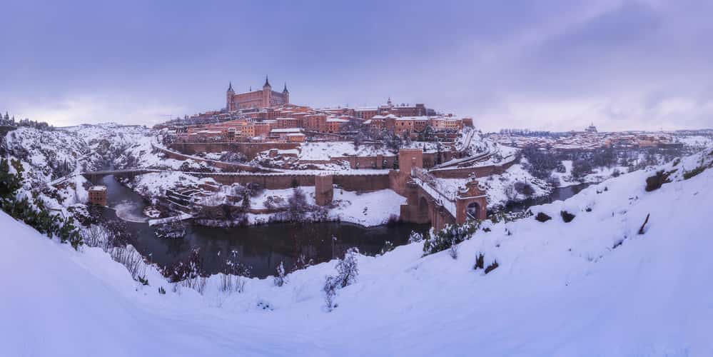 Panoramic view of Toledo and Alcazar de Toledo