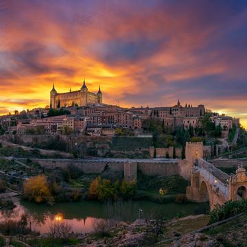 Panoramic view of Toledo and Alcazar de Toledo, Spain