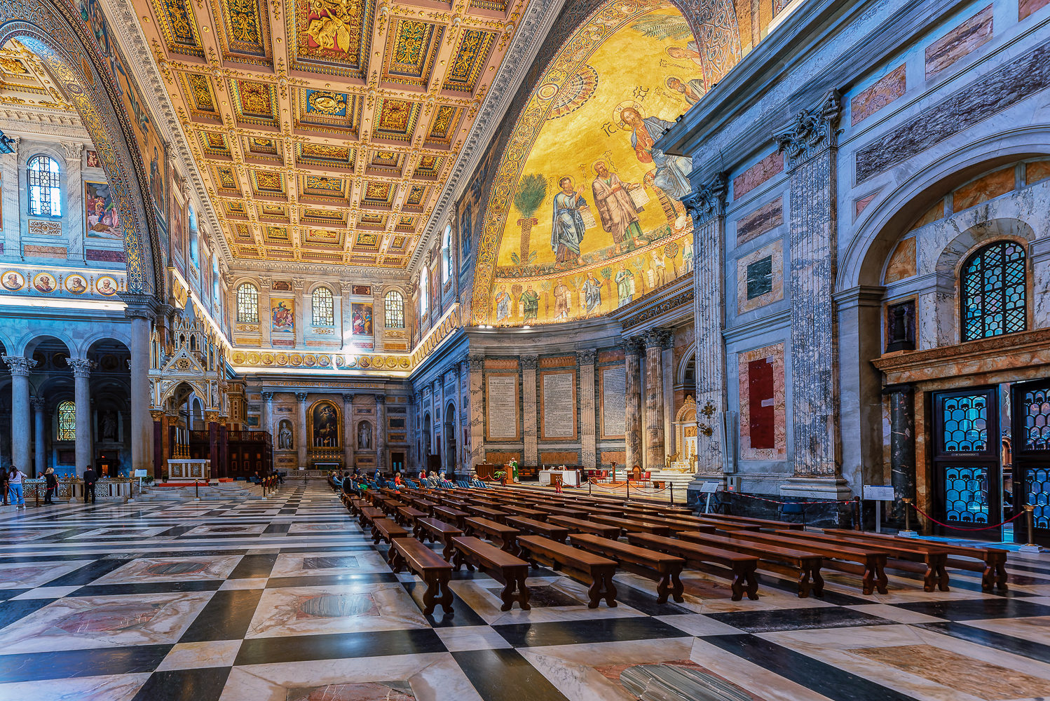 The main nave of St. Paul in front of the walls, Italy