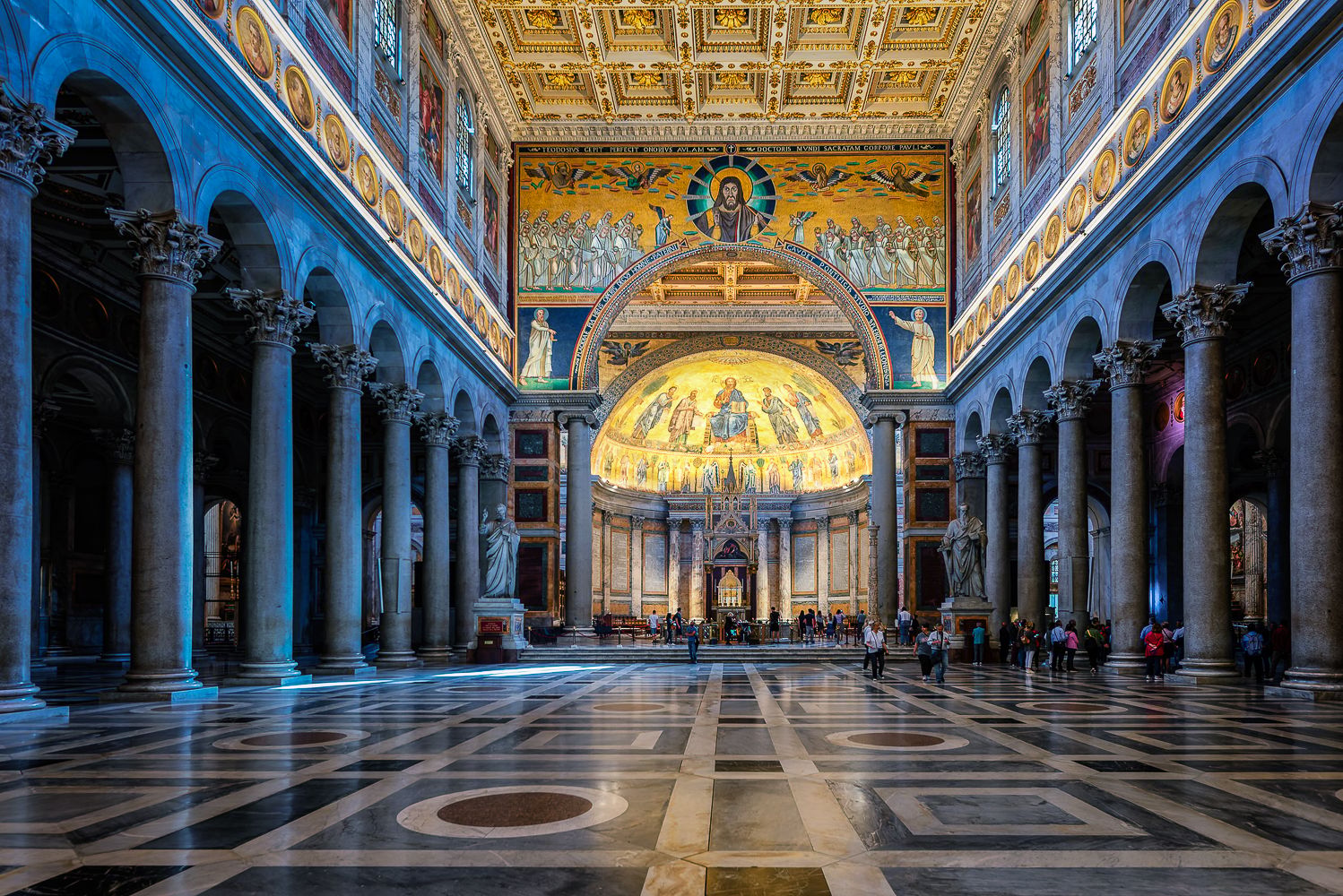 The main nave of St. Paul in front of the walls, Italy