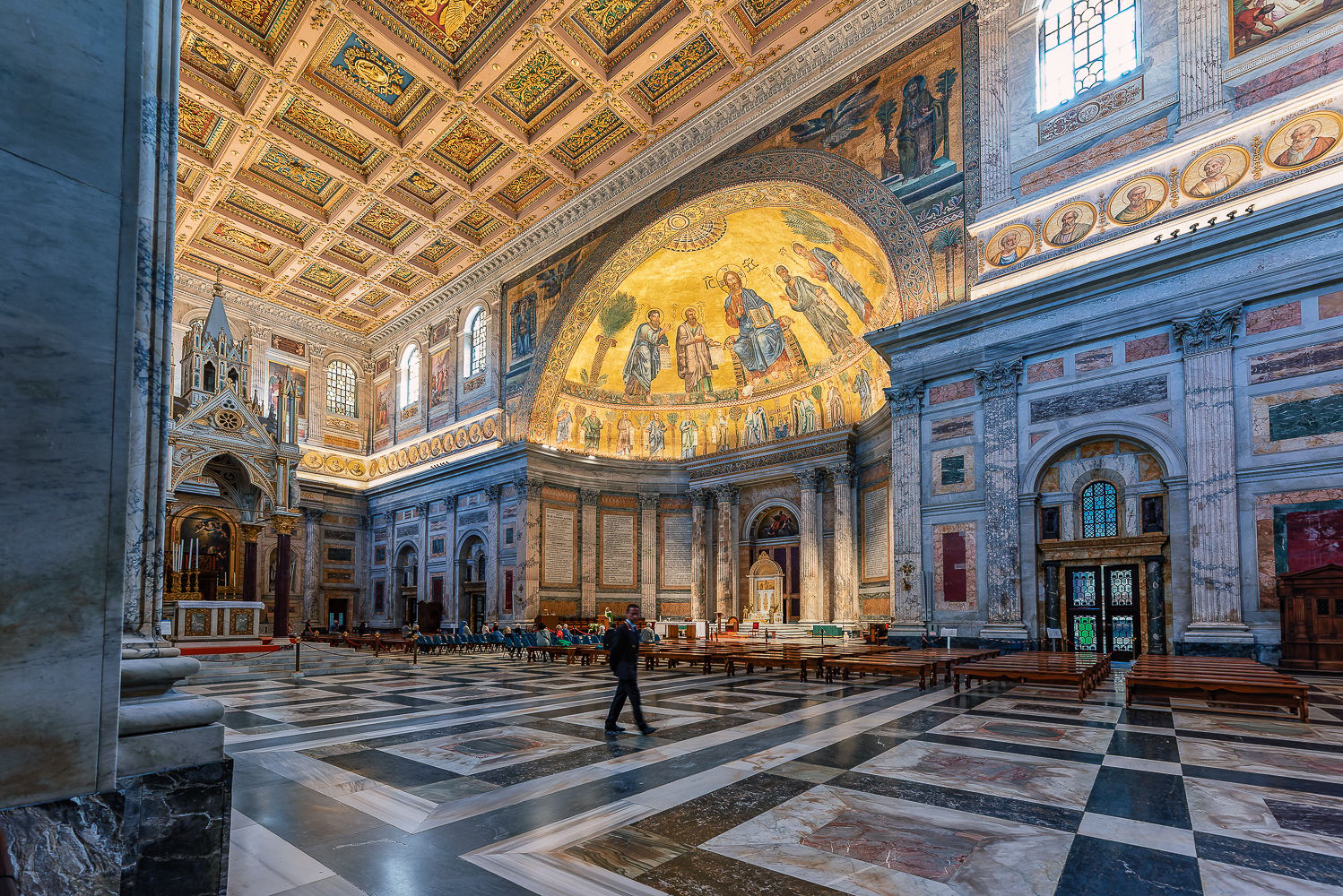 The main nave of St. Paul in front of the walls, Italy