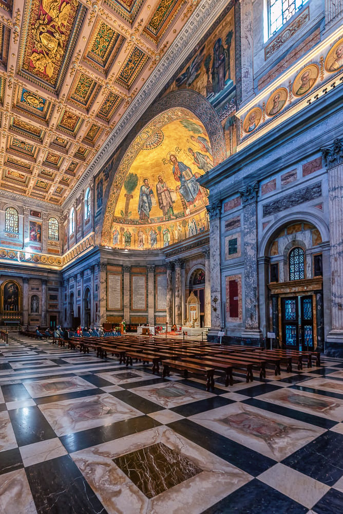 The main nave of St. Paul in front of the walls, Italy