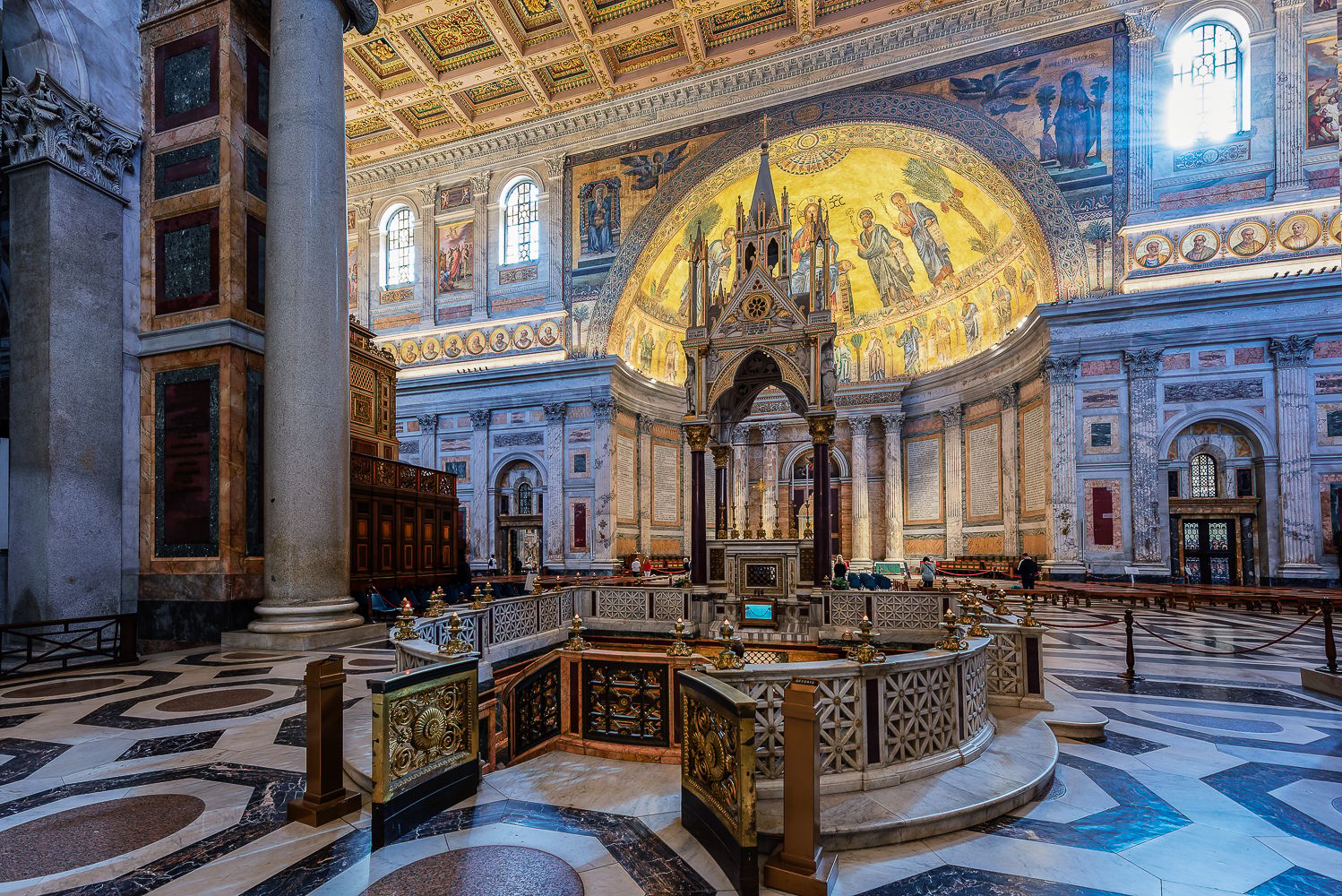 The main nave of St. Paul in front of the walls, Italy