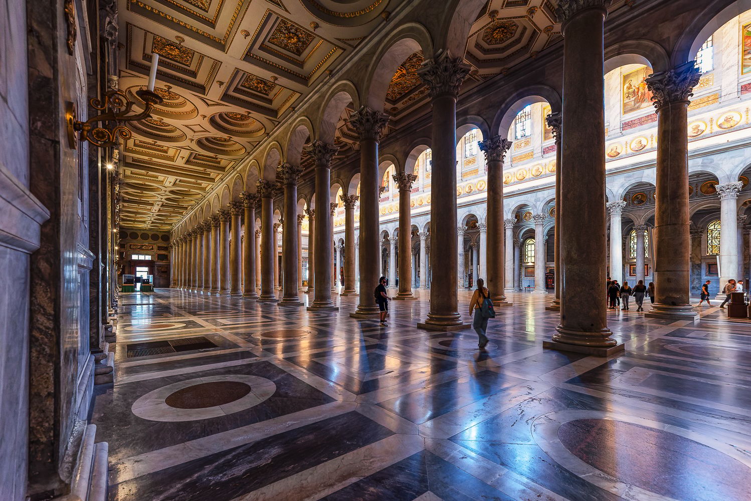 The main nave of St. Paul in front of the walls, Italy
