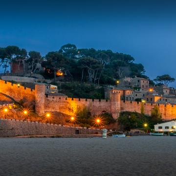 Muralles de la Vila Vella from Playa Grande, Tossa de Mar, Spain