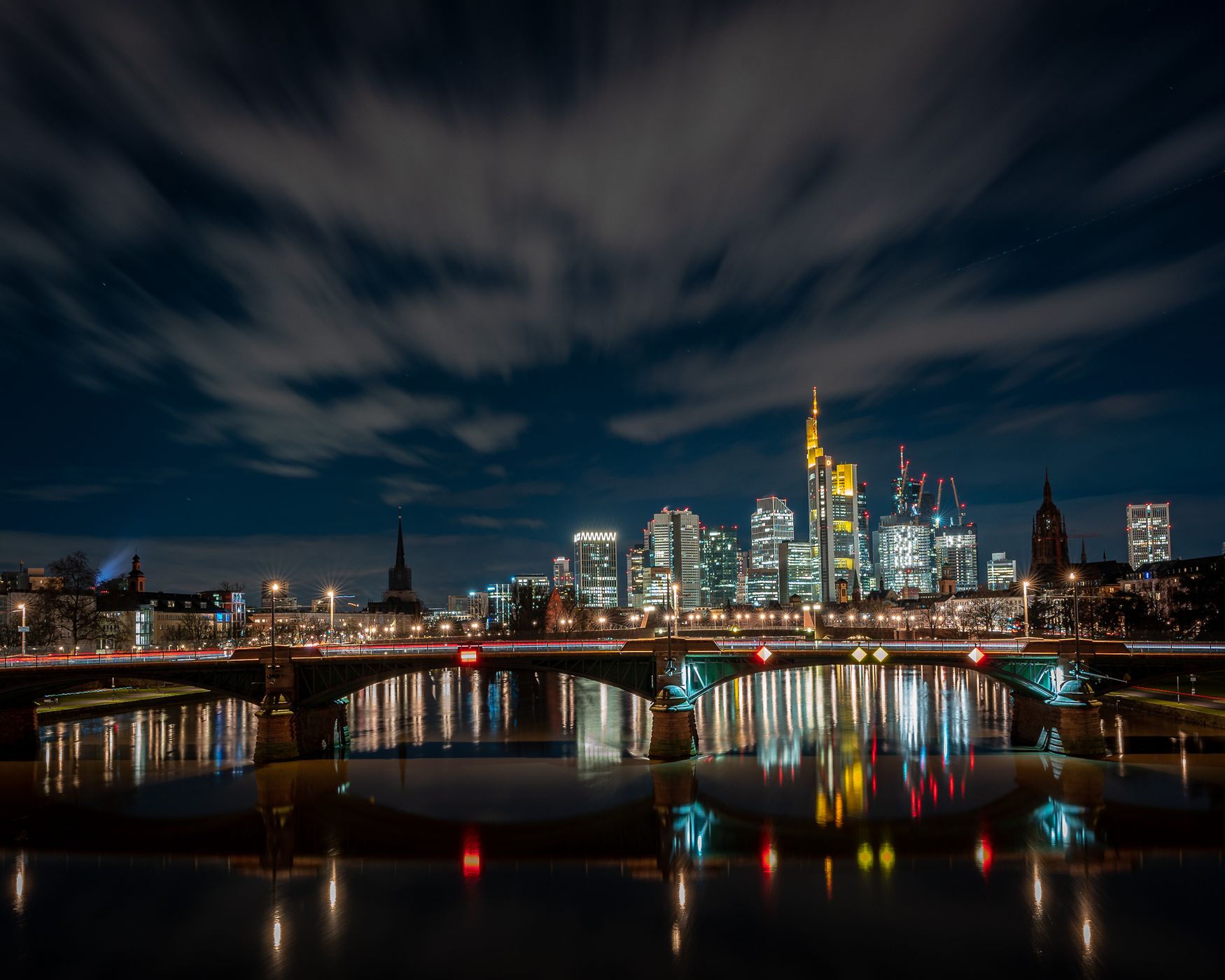 View from the Flößerbrücke, Frankfurt am Main, Germany