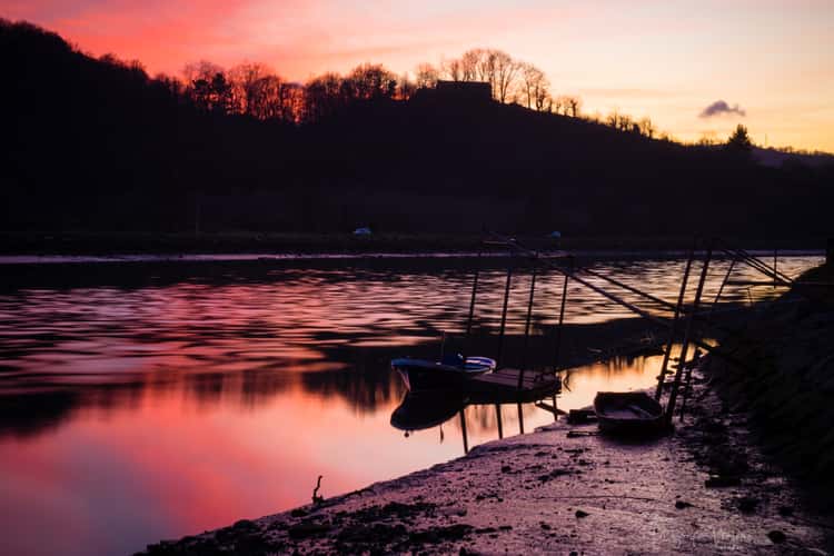 Atardecer en el río Oria