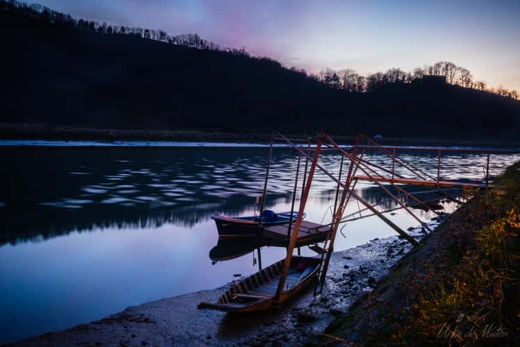 Atardecer en el río Oria
