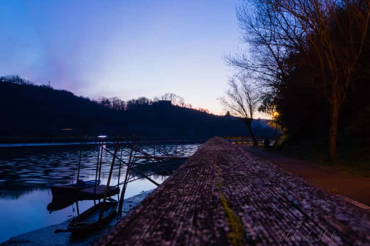 Atardecer en el río Oria