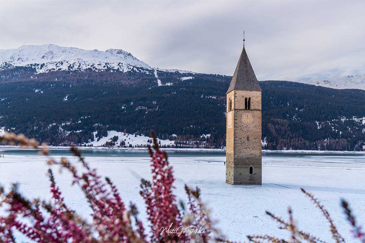 Bell Tower in a Lake, Italy