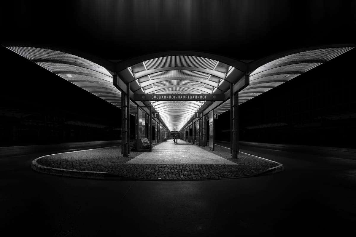Bus station at the main station in Koblenz, Germany