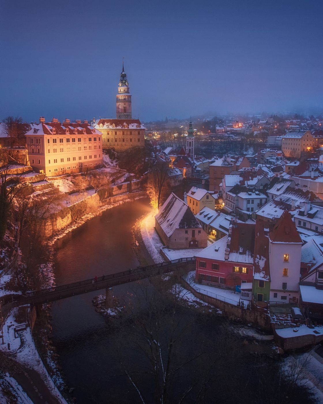 View from State Castle and Chateau Český Krumlov, Czech Republic