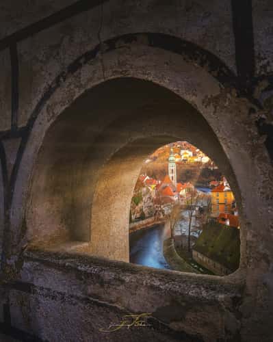 View from State Castle and Chateau Český Krumlov
