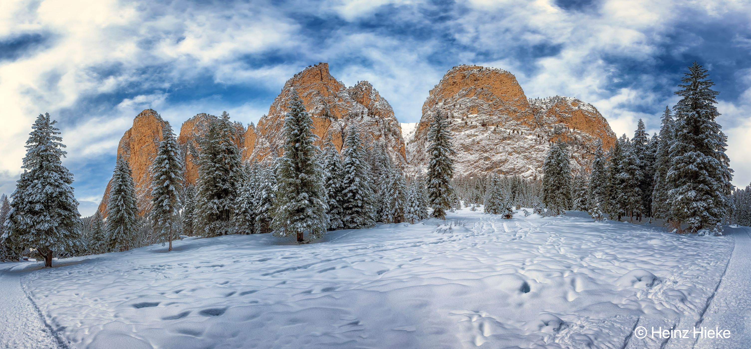 Chapel and waterfalls in Langental, Wolkenstein, Italy