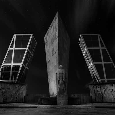 Door of Europe and monument at Plaza Castilla, Madrid, Spain