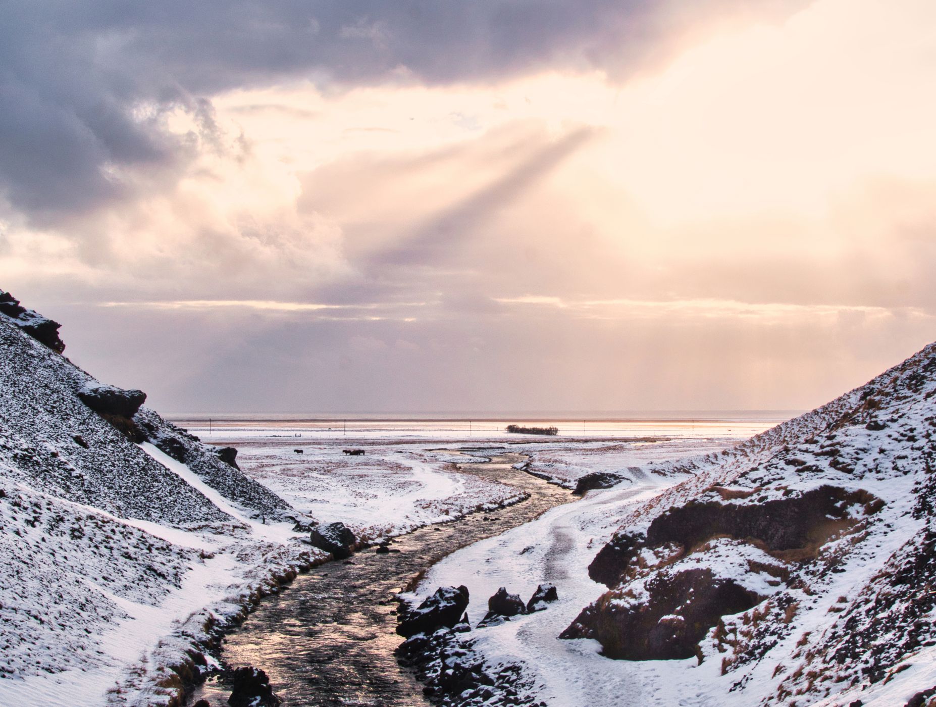 Kvernufoss walk to waterfall, Iceland