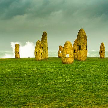 Menhirs in the park of the Tower of Hercules, A Coruña, Spain
