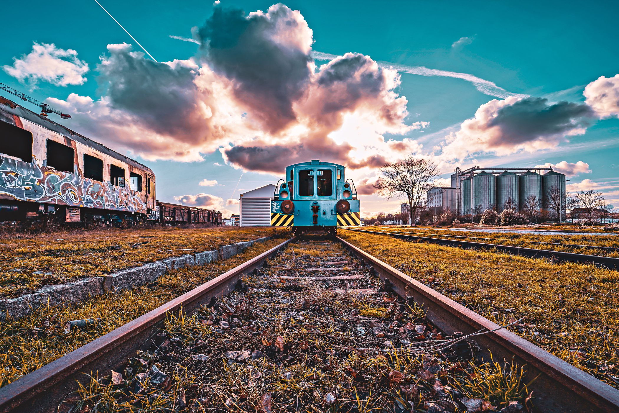 Old locomotives and wagons, Germany
