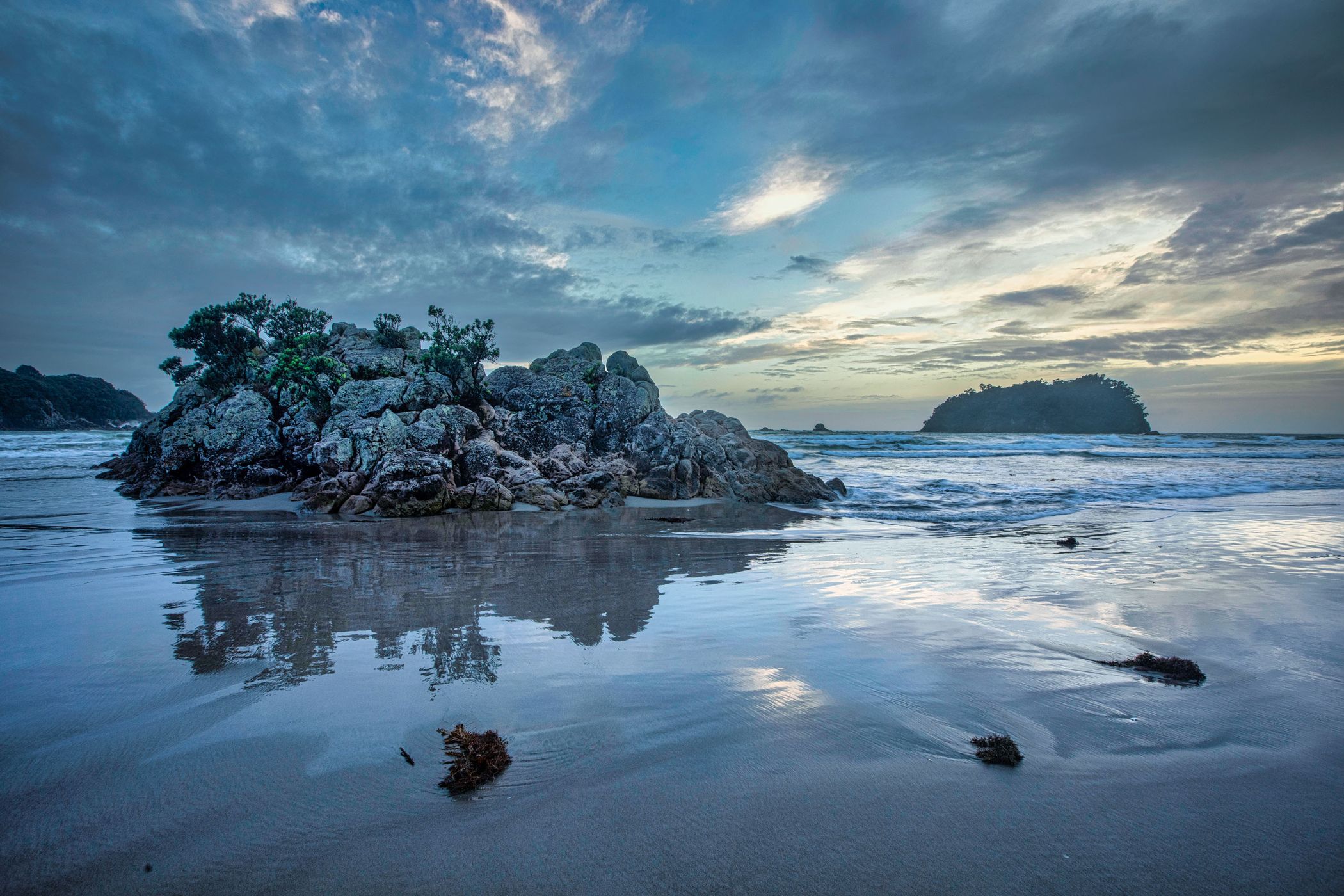Rock reflection Mount Maunganui, North Island, New Zealand