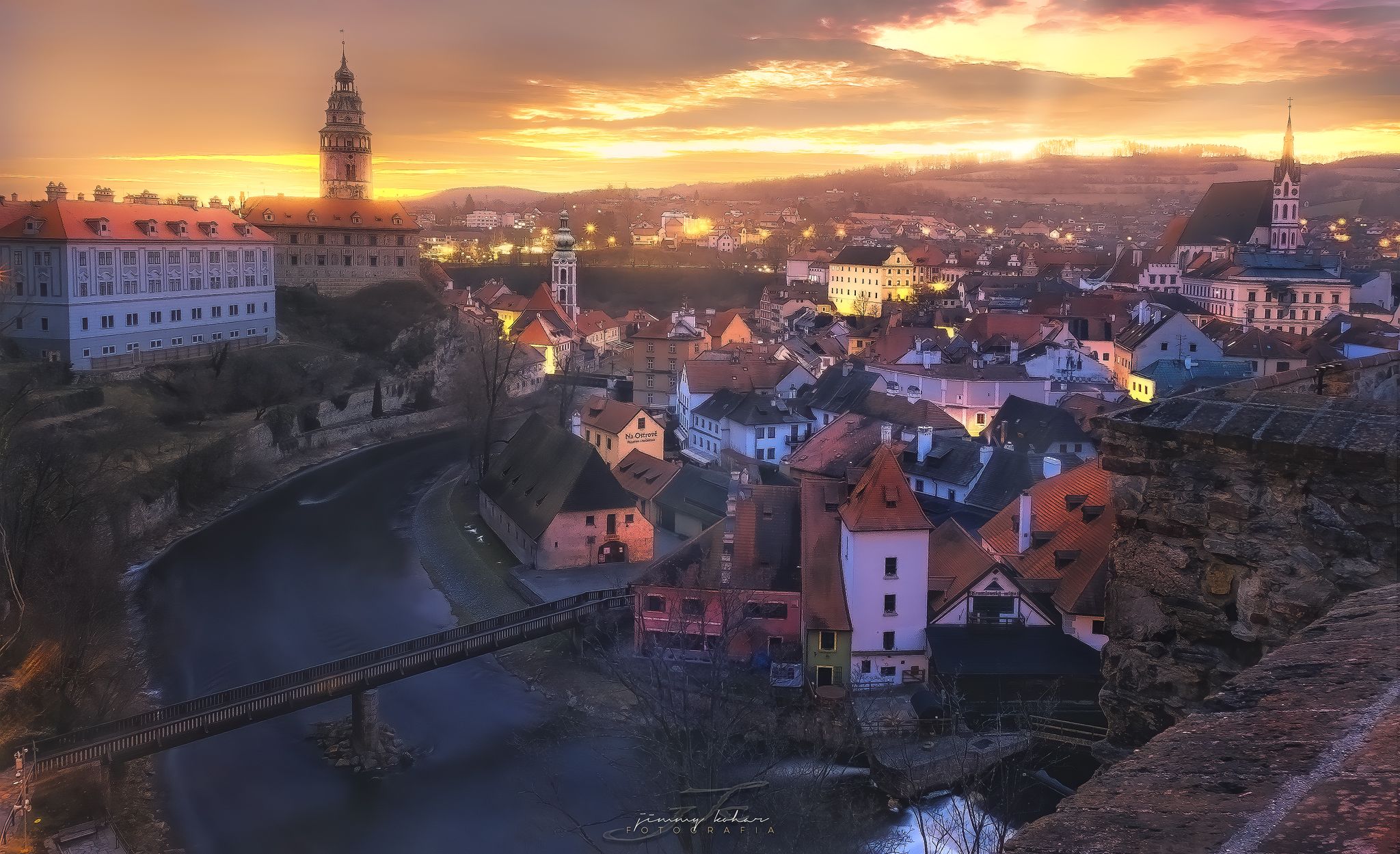 View from State Castle and Chateau Český Krumlov, Czech Republic