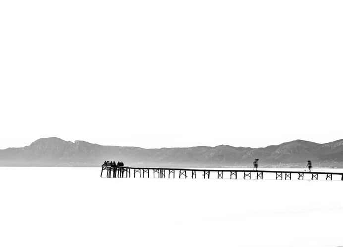 Wooden walkway at Playa de Muro from the side