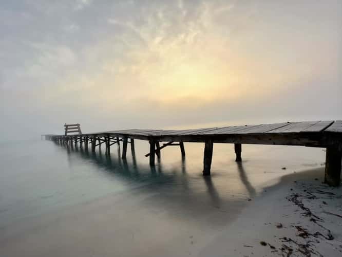 Wooden walkway at Playa de Muro from the side