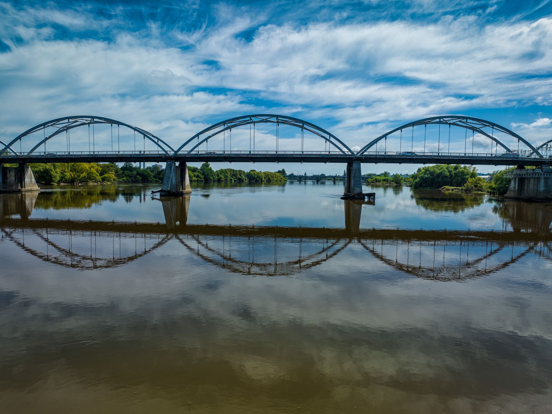 Car bridge reflection, Huntly, North Island, New Zealand