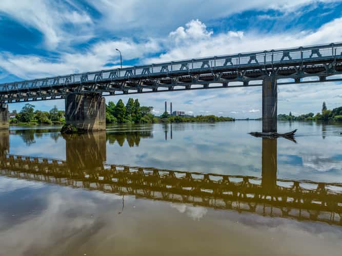 Huntly Bridges and power station, Huntly, North Island