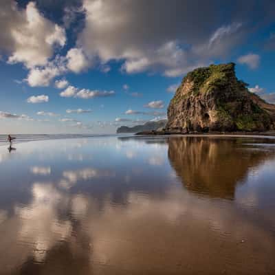 Lion Rock reflection Piha, Auckland, New Zealand