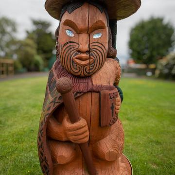 Maori pou whenua, Otorohanga, North Island, New Zealand