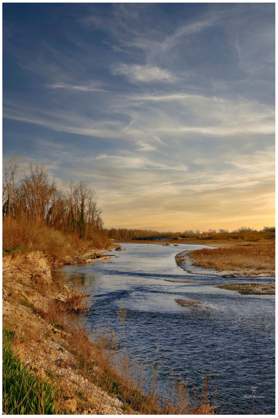 Piave River sunset in March 2023, Italy