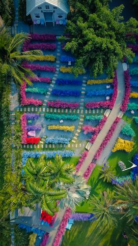 Rainbow garden at Memory House Cafe, Nakhon Pathom [Drone]