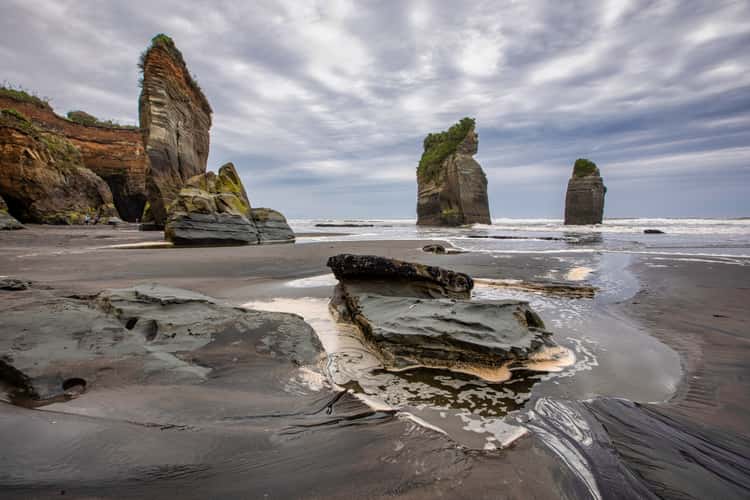 rock in front, The Three Sisters, Tongaporutu, North Island