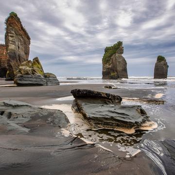 rock in front, The Three Sisters, Tongaporutu, North Island, New Zealand